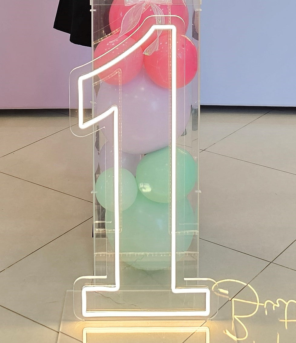 Number 1 LED marquee light (warm light) rental by BalloonClub Singapore