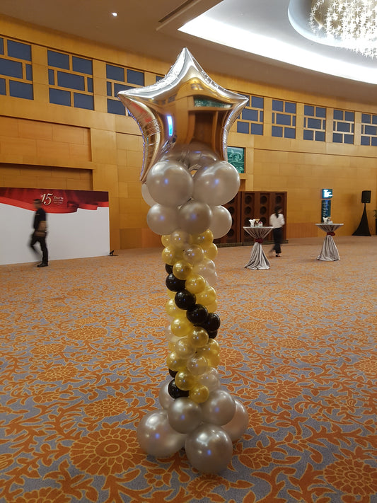 A Pair of Lead-way Balloon Columns with Star On Top
