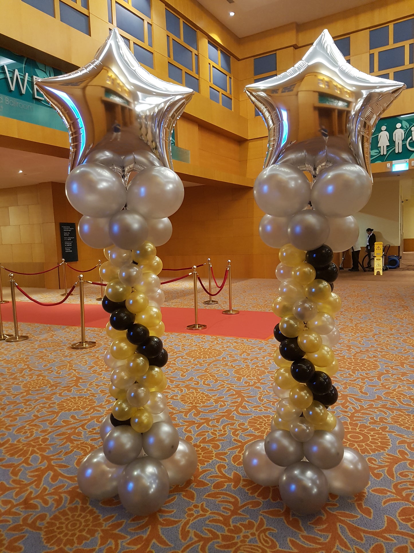 A Pair of Lead-way Balloon Columns with Star On Top