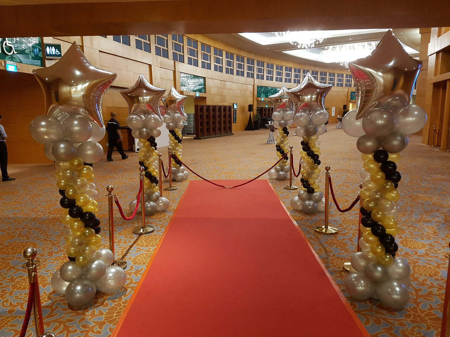 A Pair of Lead-way Balloon Columns with Star On Top