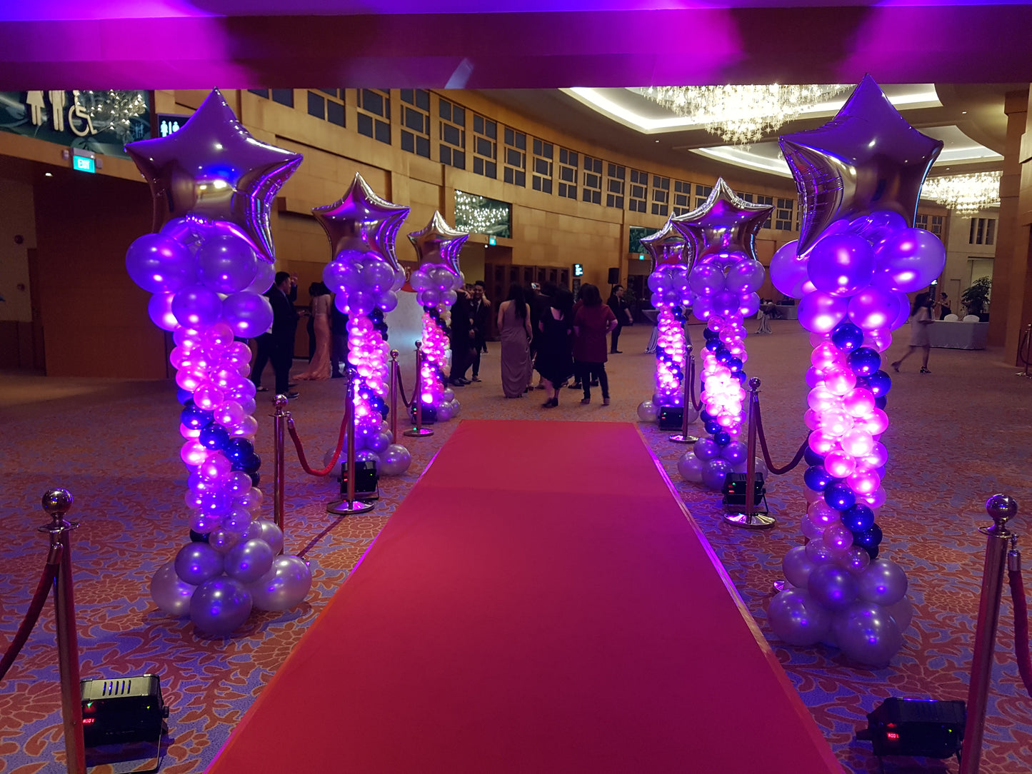 A Pair of Lead-way Balloon Columns with Star On Top