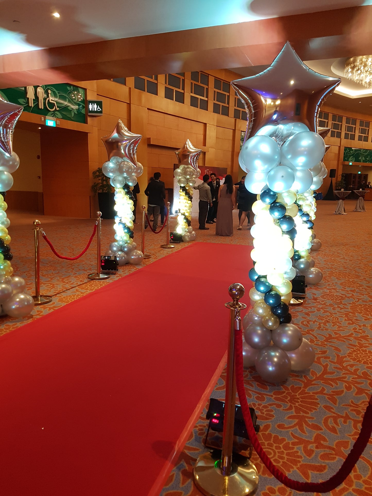 A Pair of Lead-way Balloon Columns with Star On Top