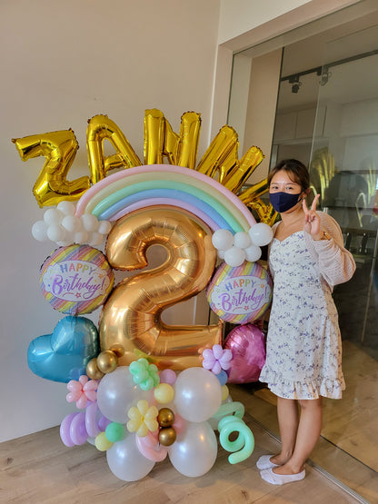 Pastel Rainbow 3D Balloon Marquee Display by BalloonClub Singapore