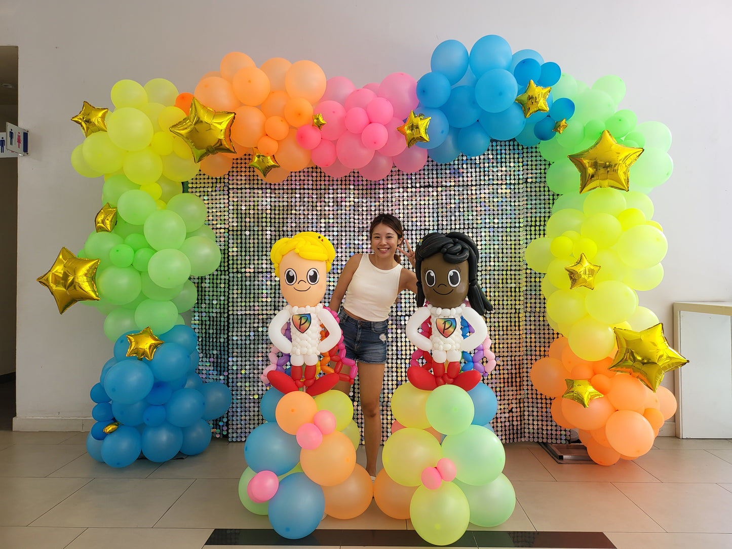 Shimmer Backdrop with Organic Balloon Garland