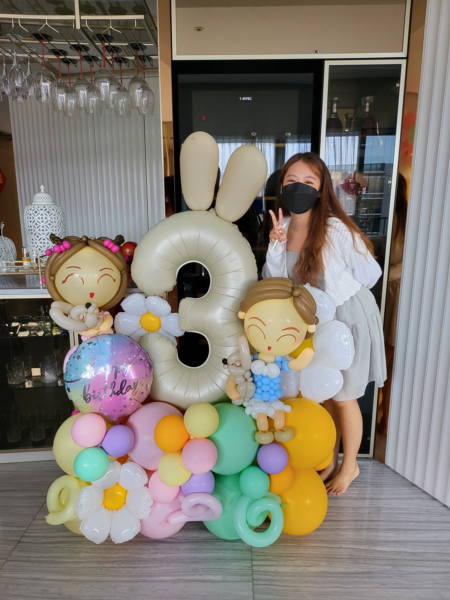 Balloon Marquee 3D Display Pastel "3" Theme