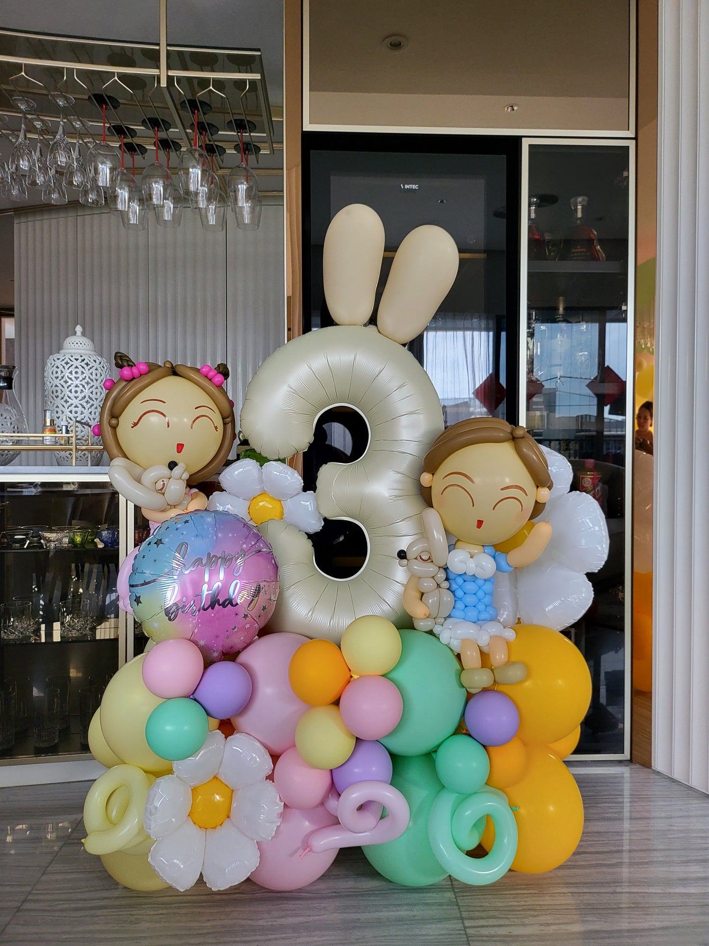 Balloon Marquee 3D Display Pastel "3" Theme