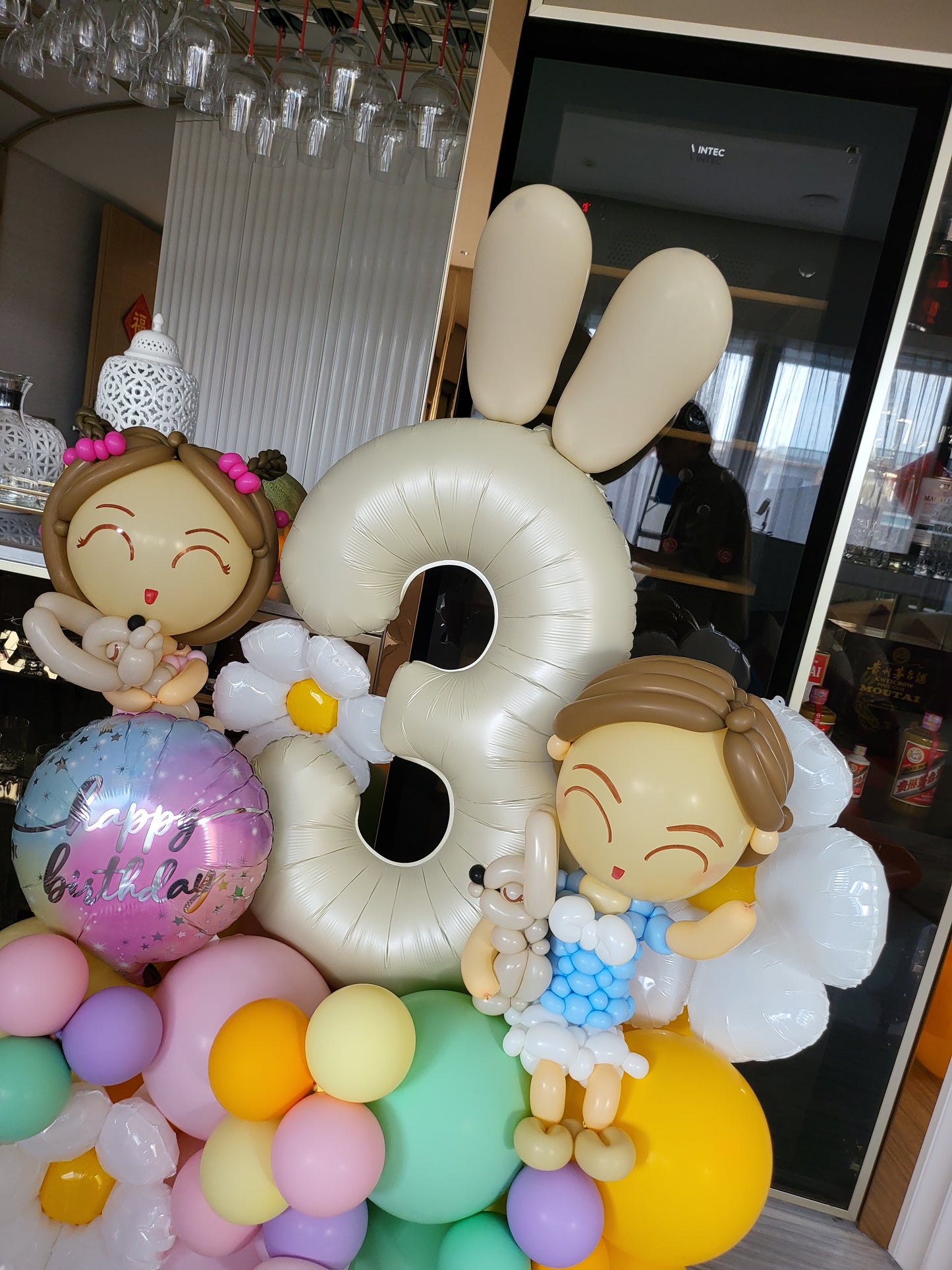 Balloon Marquee 3D Display Pastel "3" Theme