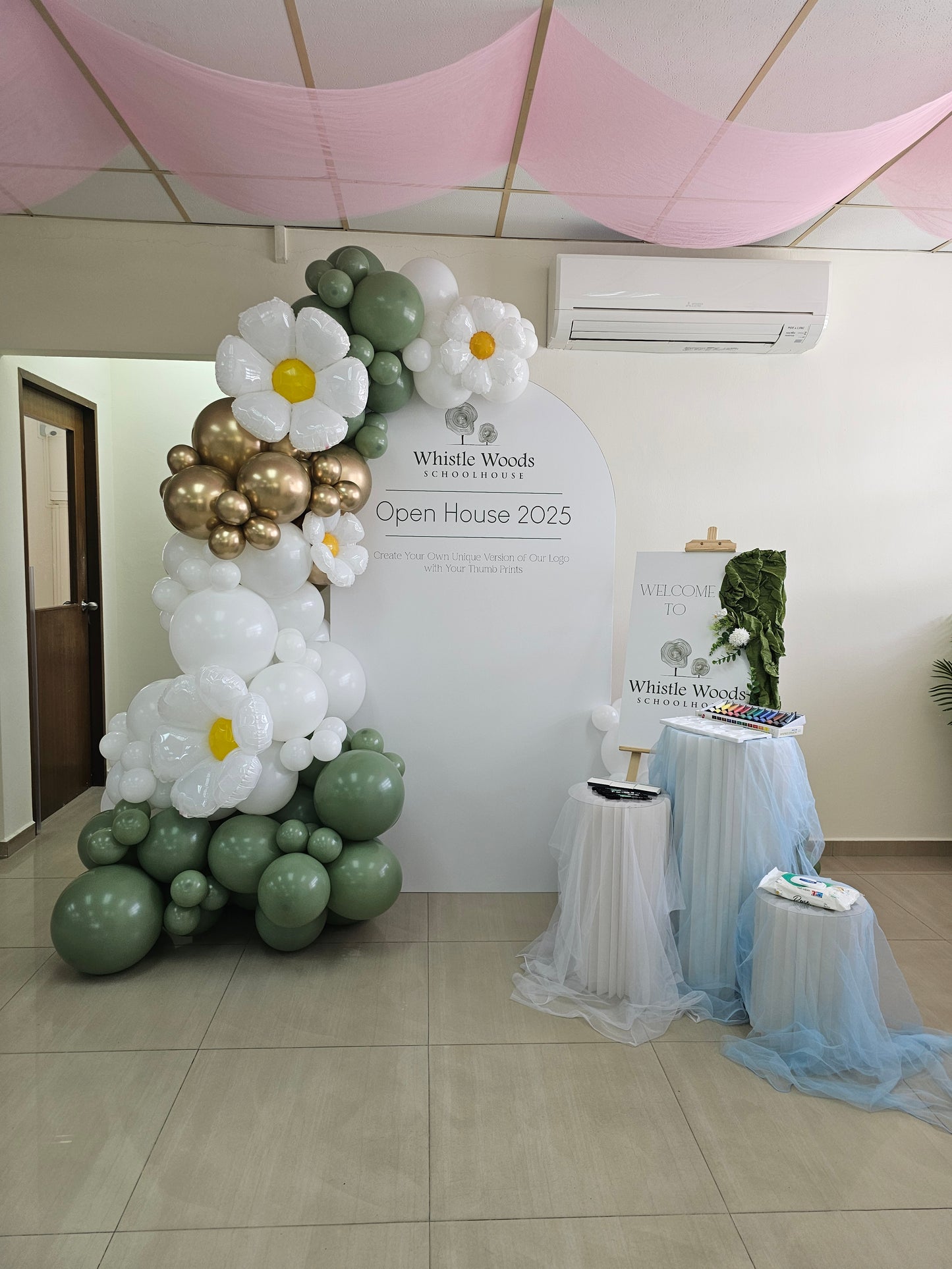 Petite Customised Backdrop with Organic Balloon Garland