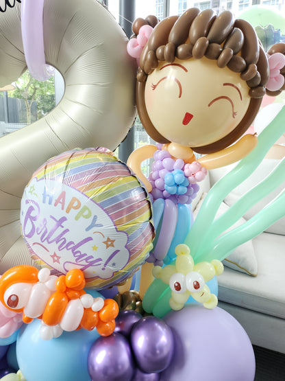 Balloon girl character sculpture
