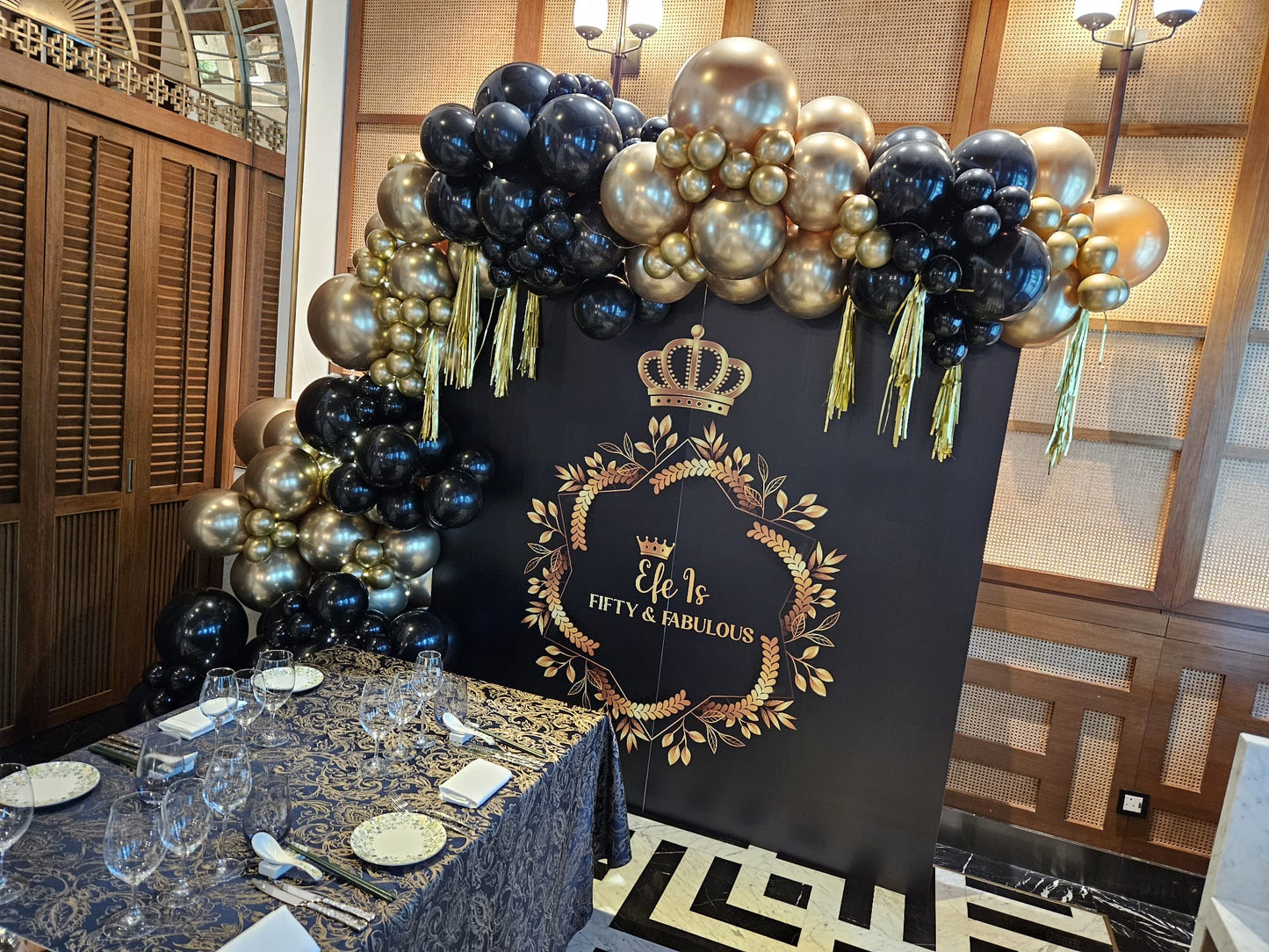 Standard Customised Balloon Backdrop with Organic Balloon Garland