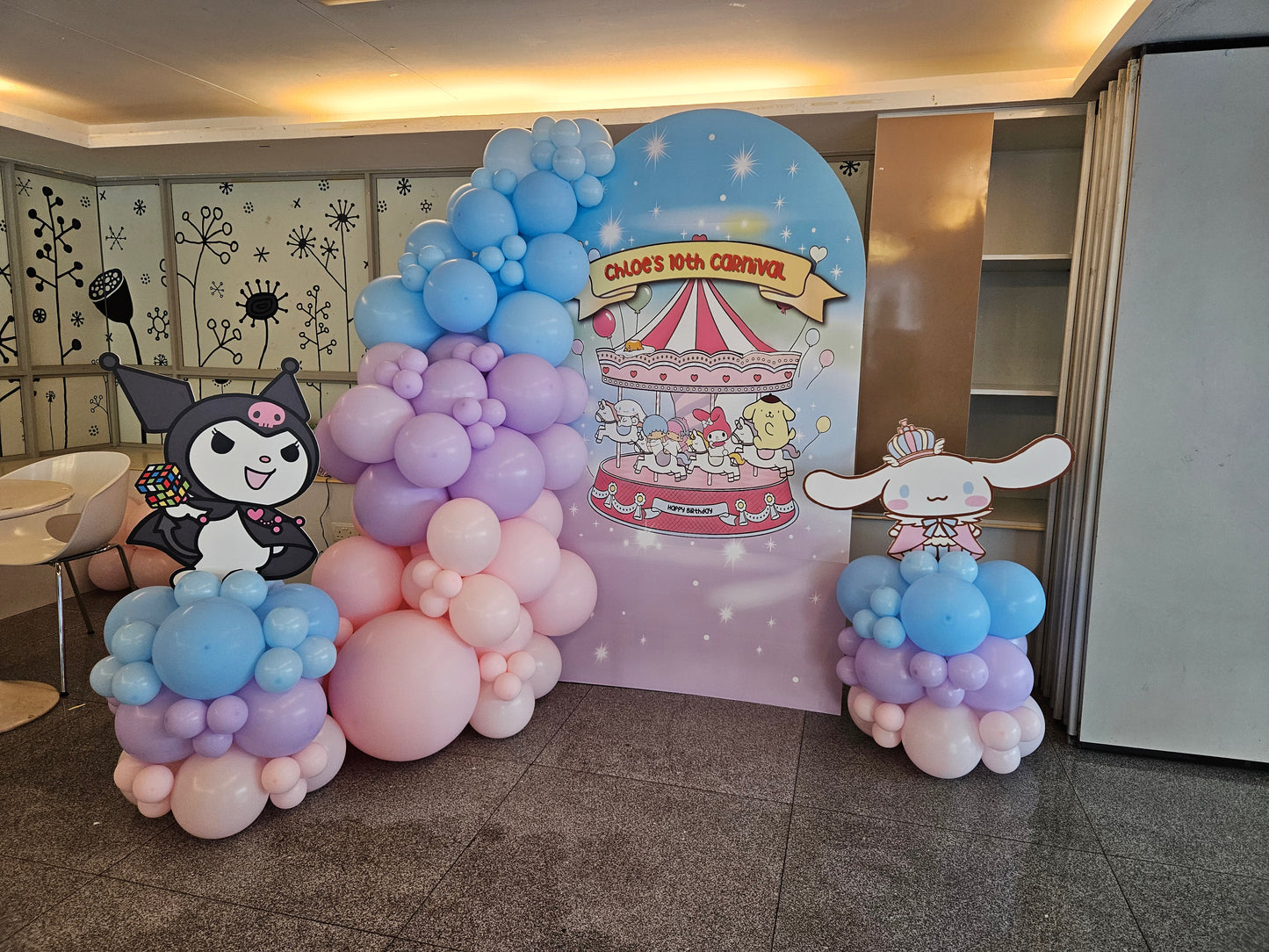 Petite Customised Backdrop with Organic Balloon Garland