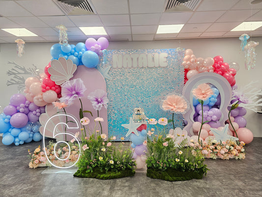 Shimmer Backdrop with Organic Balloon Garland