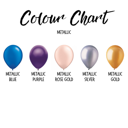 Chrome and metallic balloon colour chart