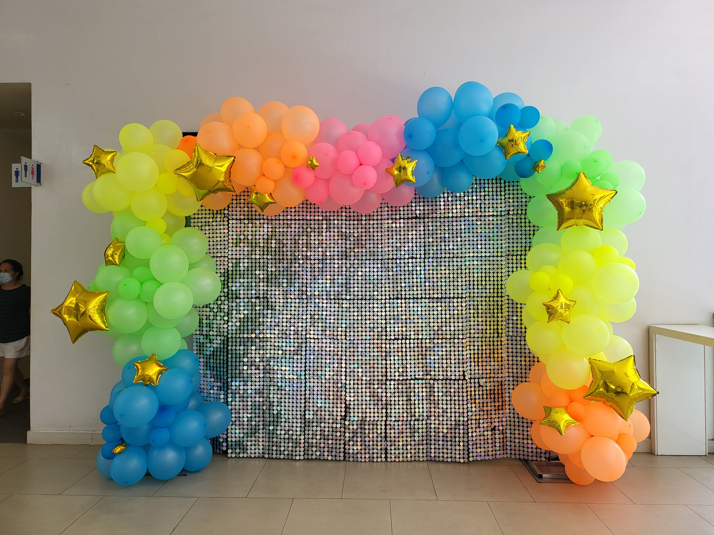 Shimmer Backdrop with Organic Balloon Garland