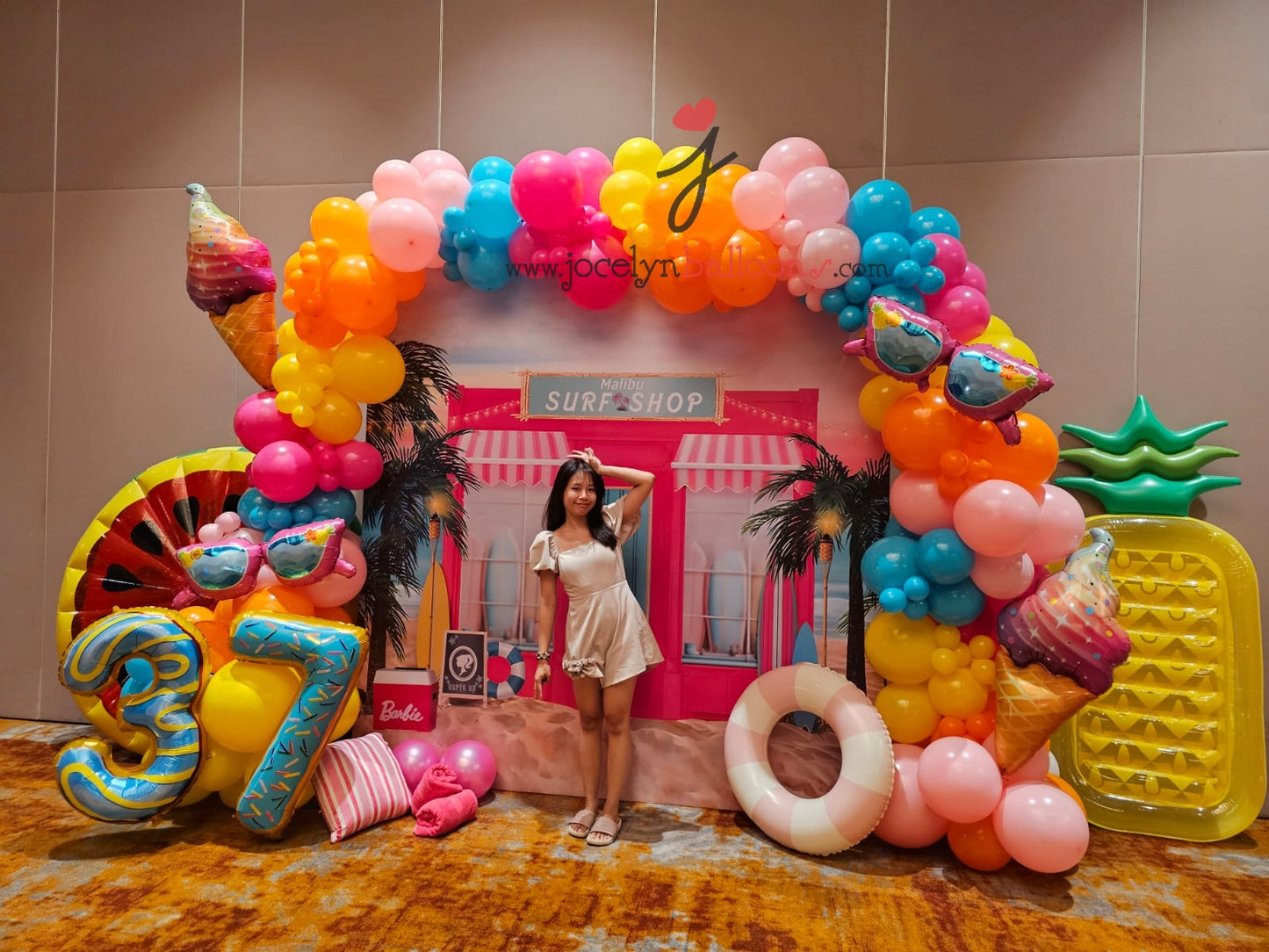 Standard Customised Balloon Backdrop with Organic Balloon Garland