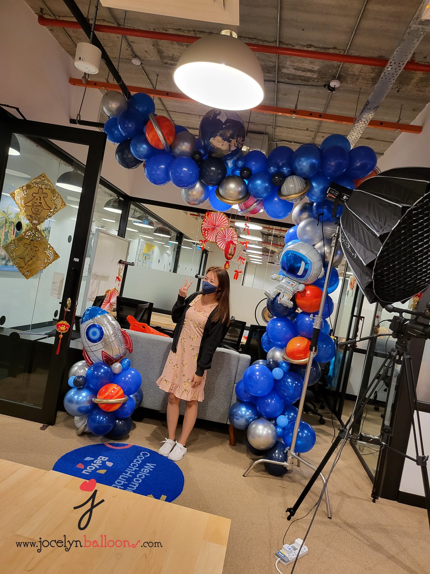 Space Galaxy Themed Organic Balloon Garland + 1 Letter Marquee