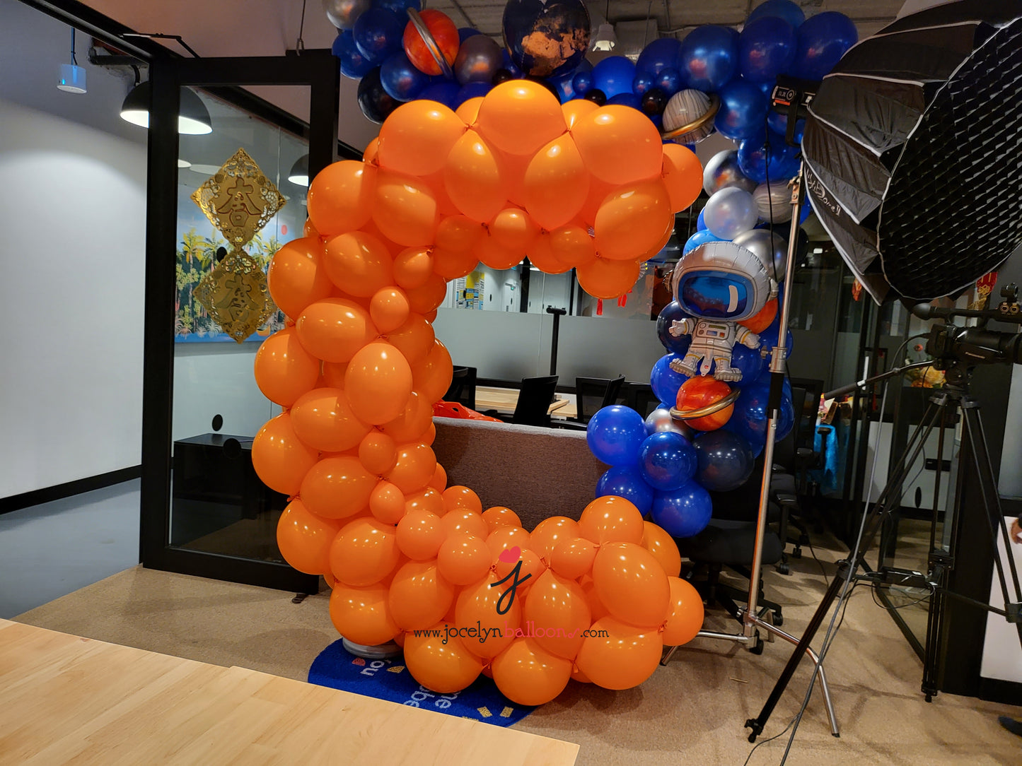 Space Galaxy Themed Organic Balloon Garland + 1 Letter Marquee