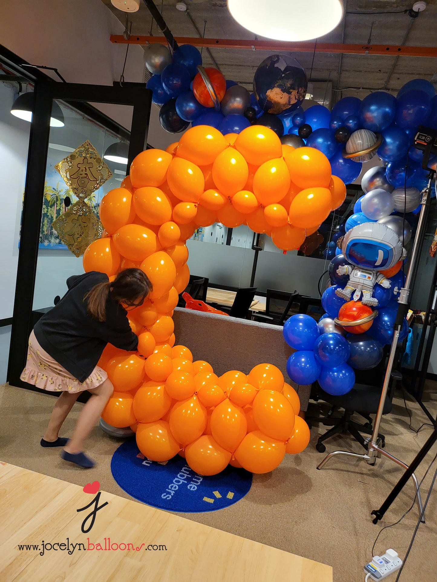 Space Galaxy Themed Organic Balloon Garland + 1 Letter Marquee