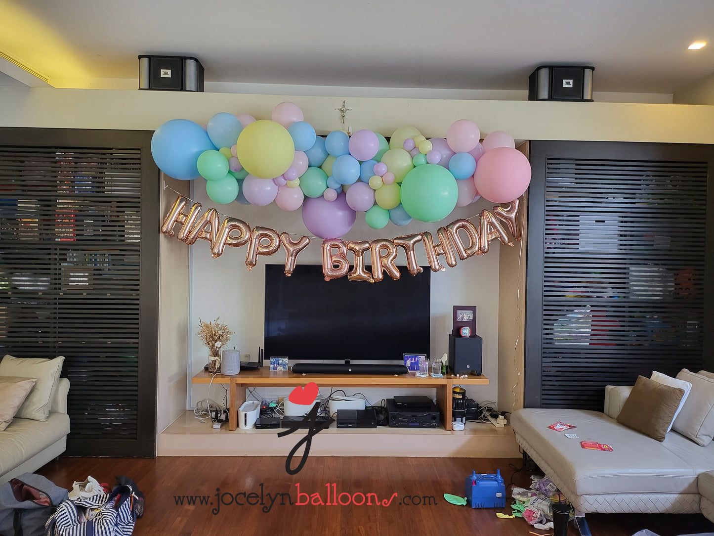 Organic Garland + Display + Foil Happy Birthday Balloons