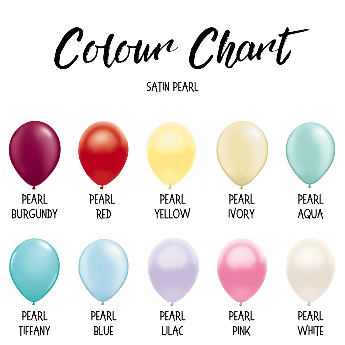 Pearl balloon colour chart