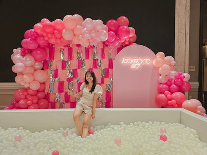 Grand customised balloon backdrop with LED light by BalloonClub Singapore