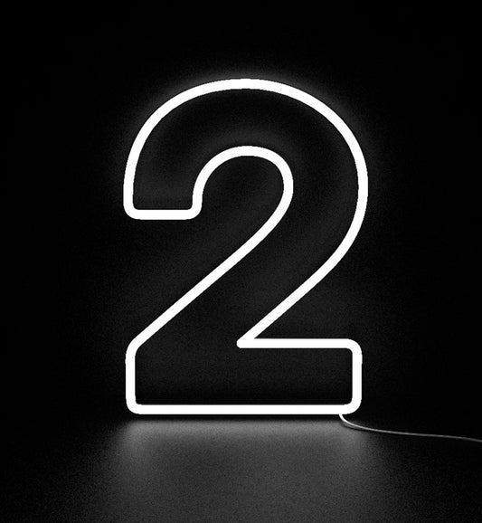 Number 2 LED marquee light (white light) rental by BalloonClub Singapore