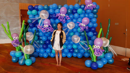 Under the sea full balloon backdrop with balloon octopus and jellyfish