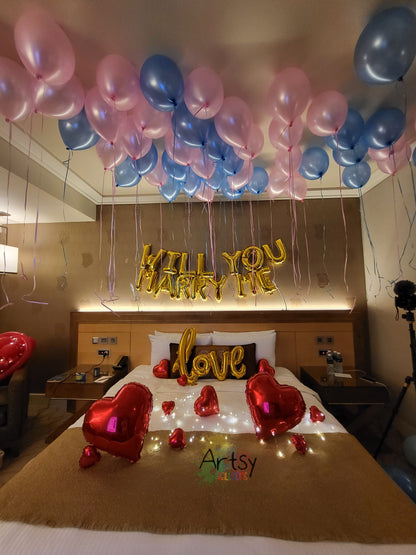 Wedding Proposal Hotel Room Balloon Decorations - photo 4