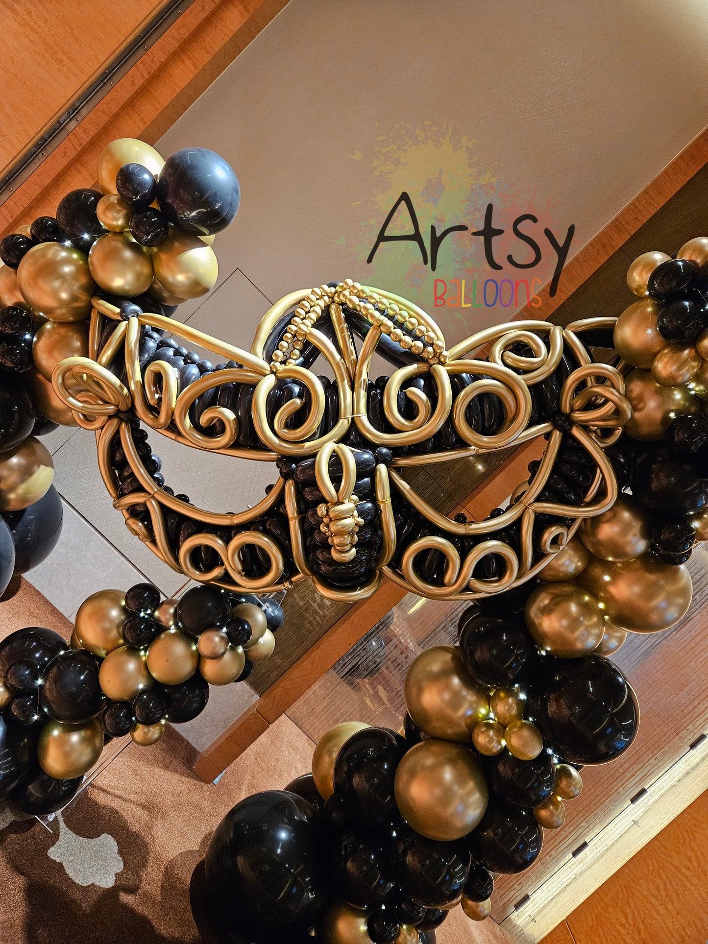 Masquerade Grandeur Balloon Arch | Black & Gold Luxury Event Decoration