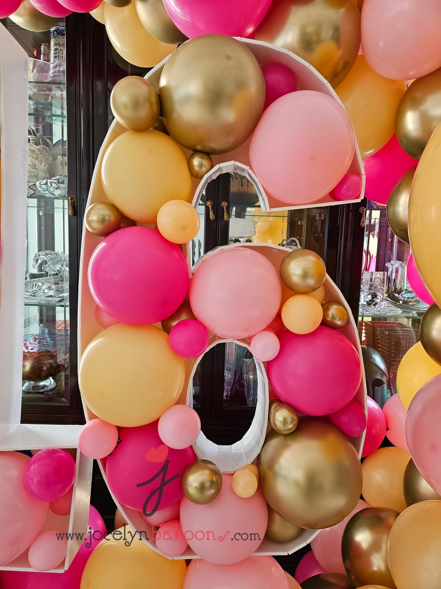 "16" Number Marquee With Organic Balloon Garland