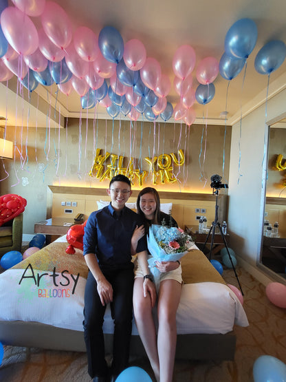 Wedding Proposal Hotel Room Balloon Decorations - photo 6