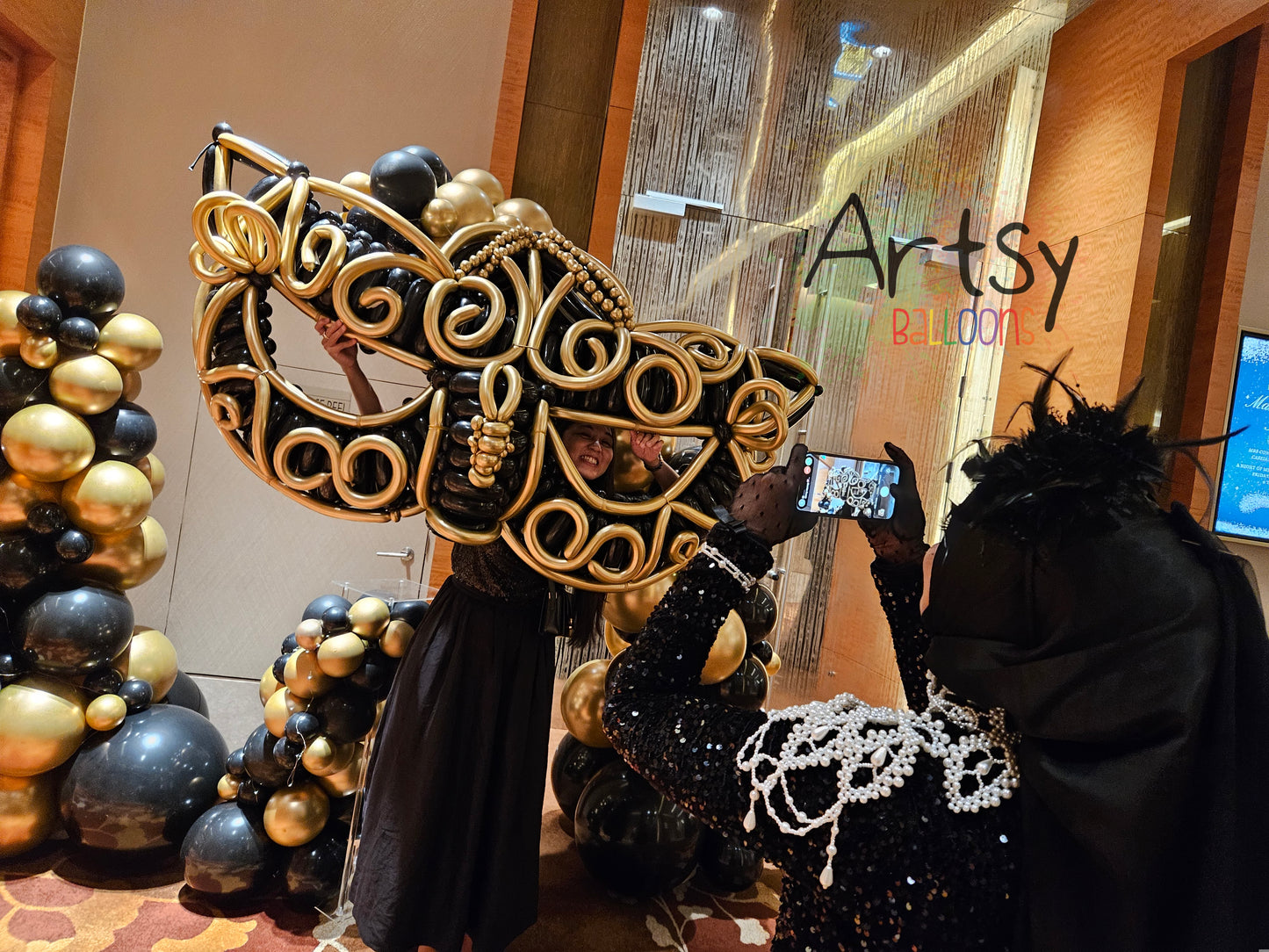 Masquerade Grandeur Balloon Arch | Black & Gold Luxury Event Decoration