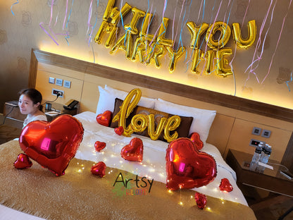 Wedding Proposal Hotel Room Balloon Decorations - photo 2