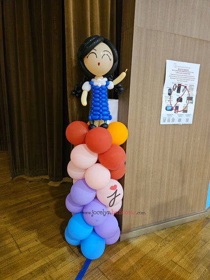 A Pair of Balloon Columns with Balloon Sculpture School Boy & School Girl - photo 5