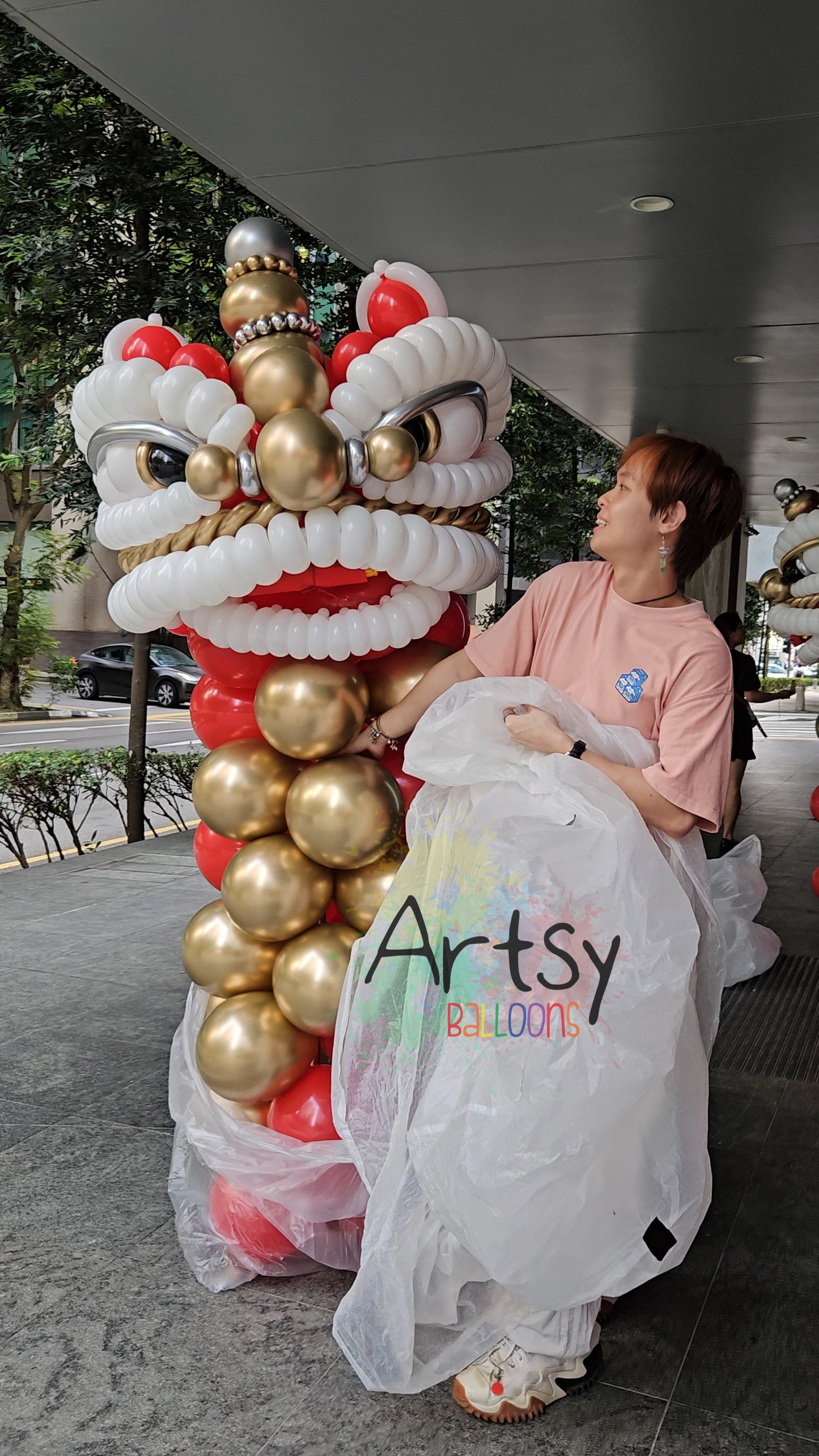 Grand Opening Lion Head Balloon Decoration | 1.8m–2.5m Adjustable Columns | Delivered Ready-Made