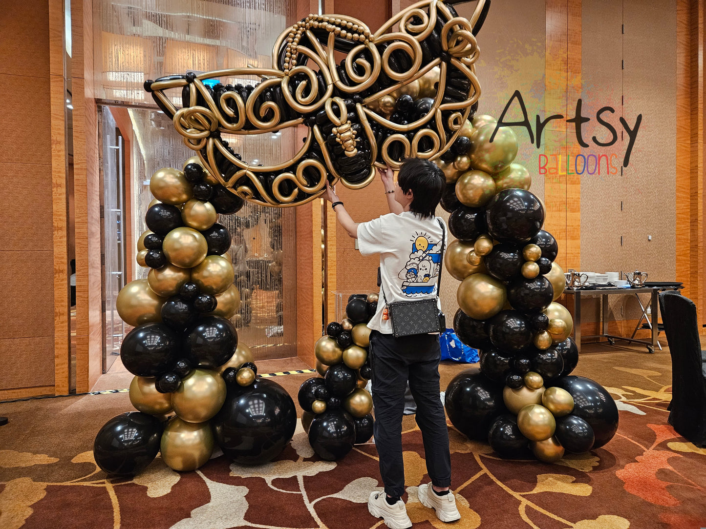 Masquerade Grandeur Balloon Arch | Black & Gold Luxury Event Decoration