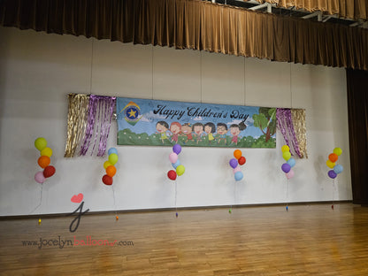 A Pair of Balloon Columns with Balloon Sculpture School Boy & School Girl - photo 3