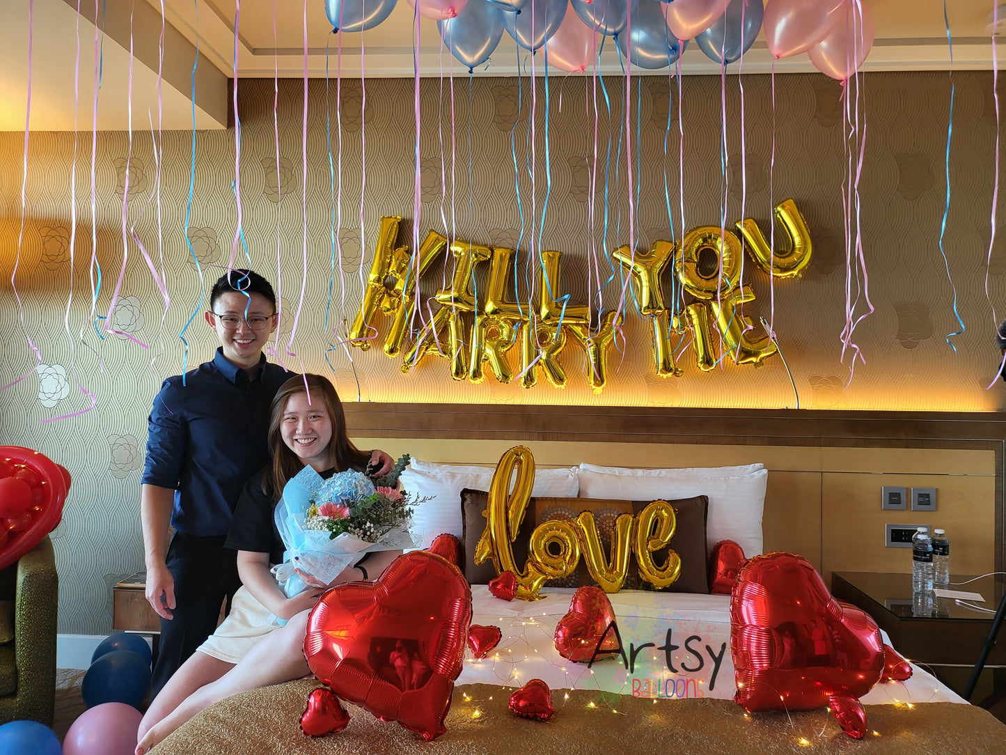 Wedding Proposal Hotel Room Balloon Decorations