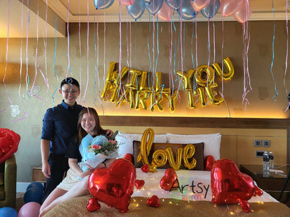 Wedding Proposal Hotel Room Balloon Decorations - photo 3