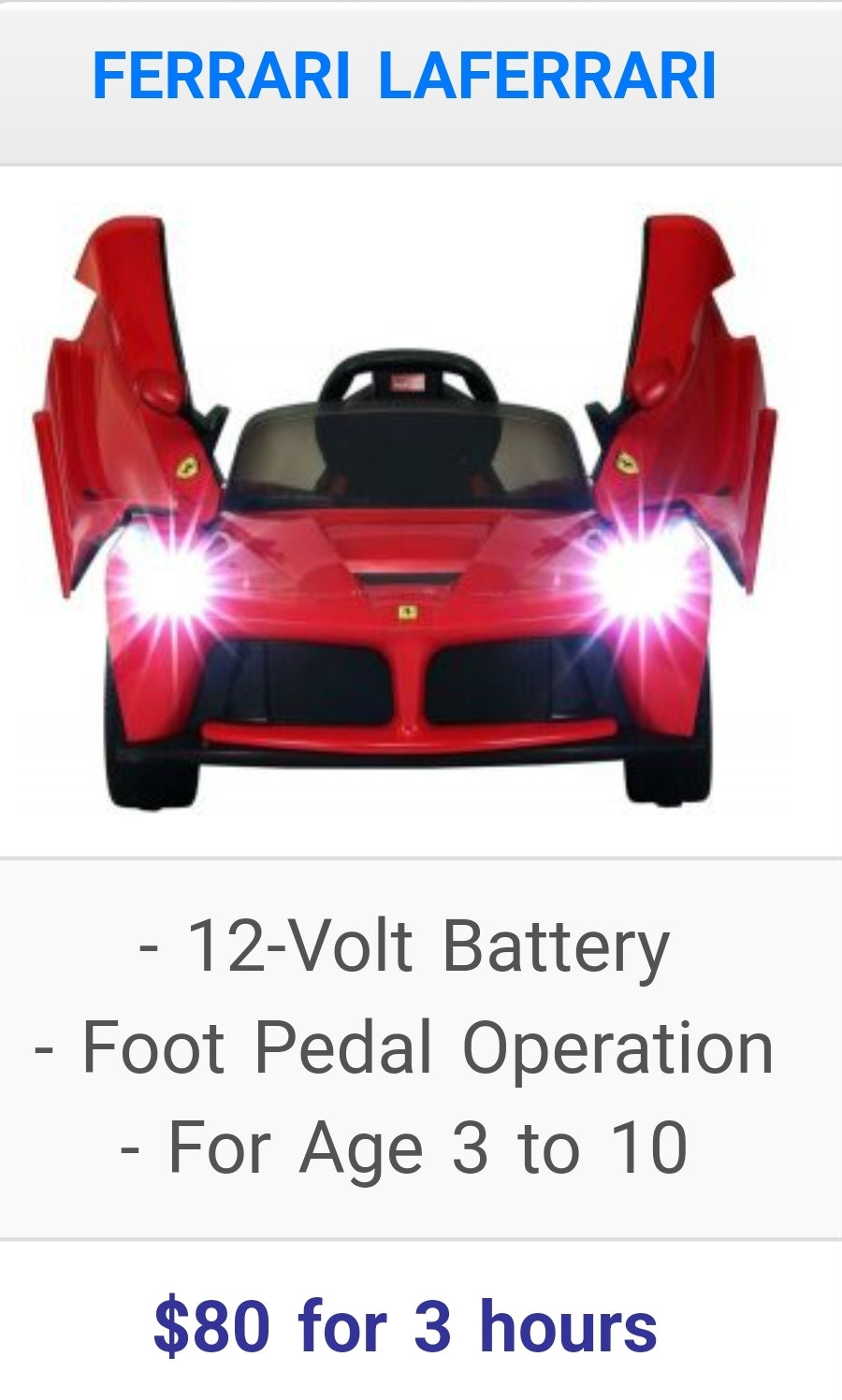 Electric Kiddy Ride Rental Power Wheel