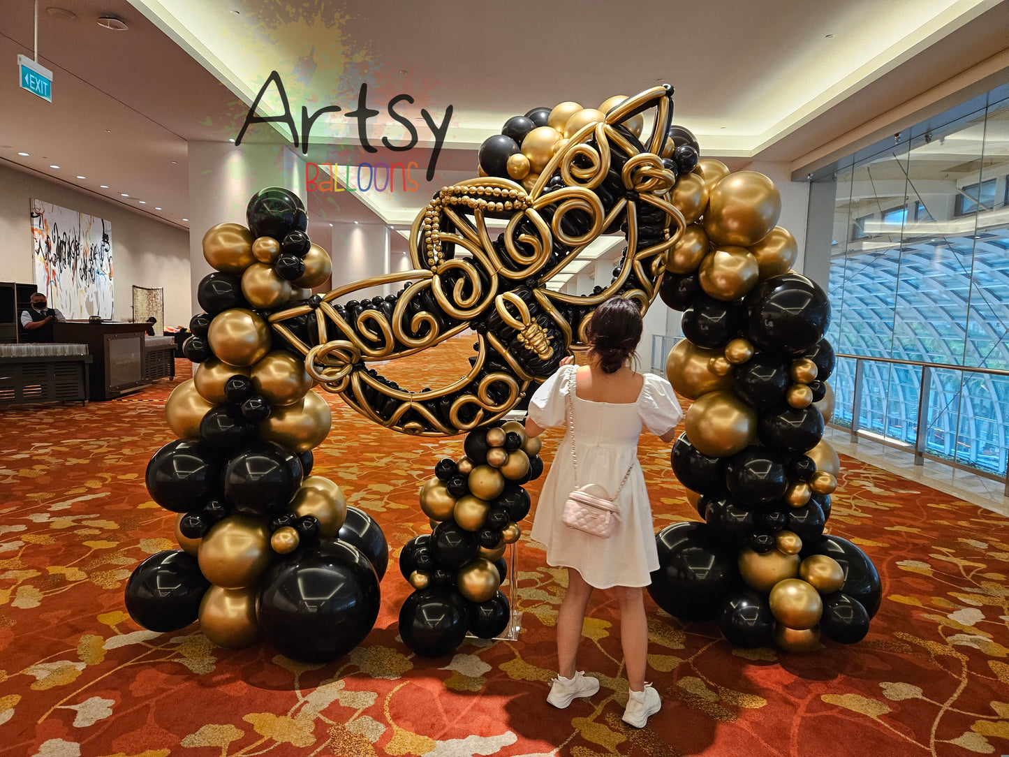 Masquerade Grandeur Balloon Arch | Black & Gold Luxury Event Decoration