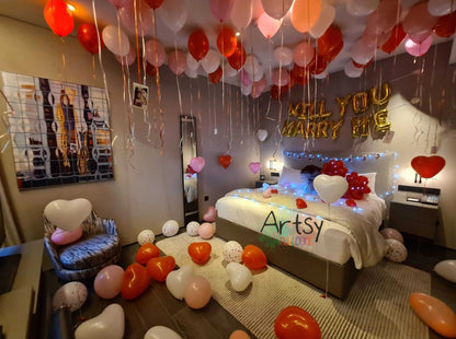 Wedding Proposal Hotel Room Balloon Decorations by BalloonClub Singapore