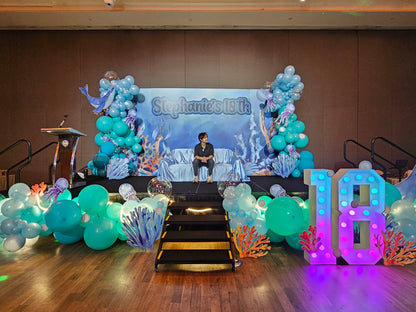 Grand Customised Organic Balloon Backdrop + FREE 1m Sculpture, Marquee & Cake Table