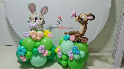 Bambi & Rabbit Balloon Sculpture Marquee by BalloonClub Singapore