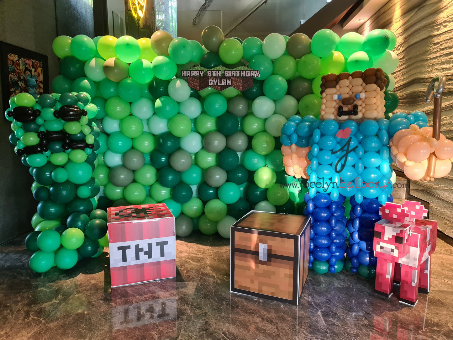 Minecraft Themed Balloon Backdrop Decorations